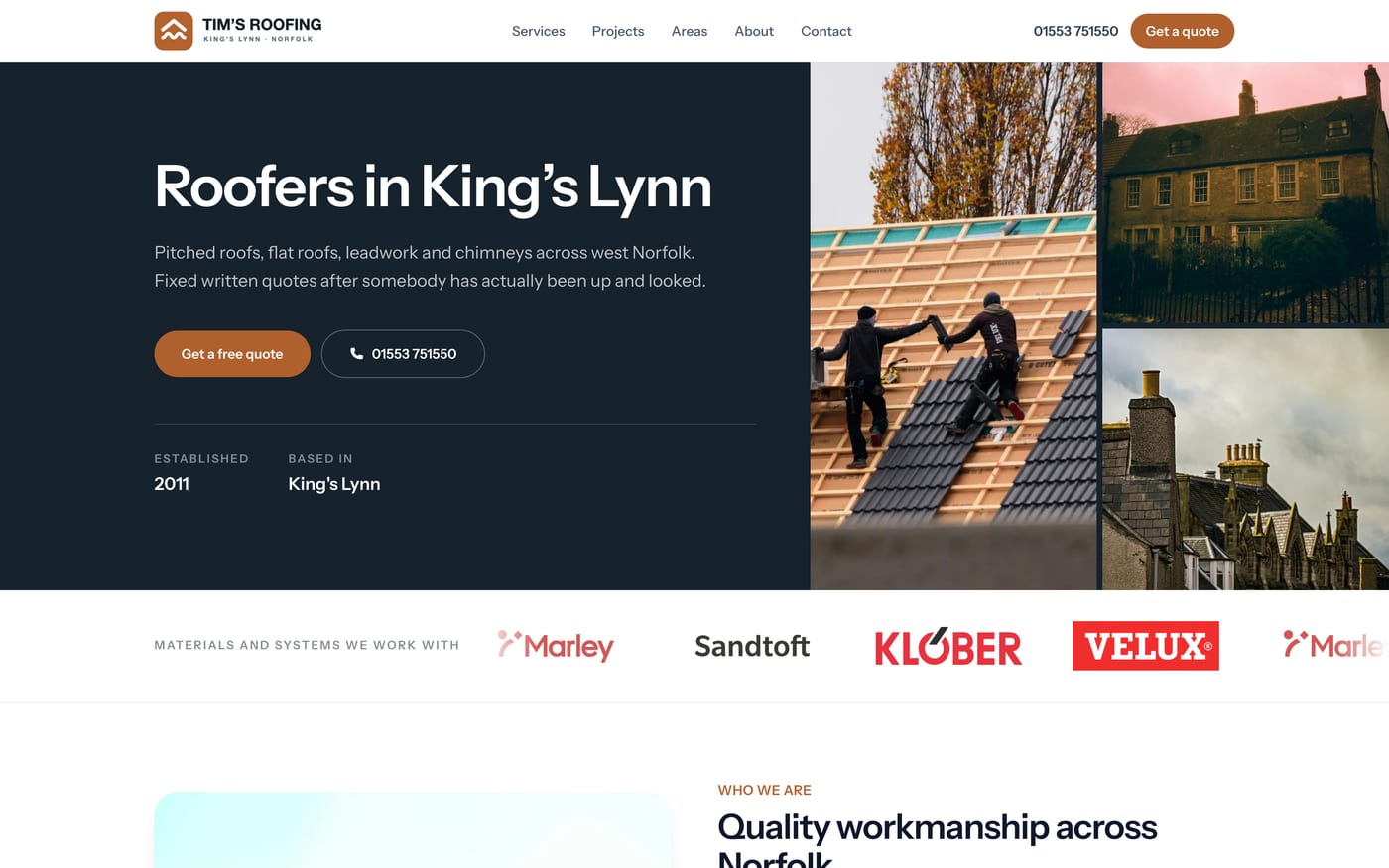 Tim’s Roofing demo website