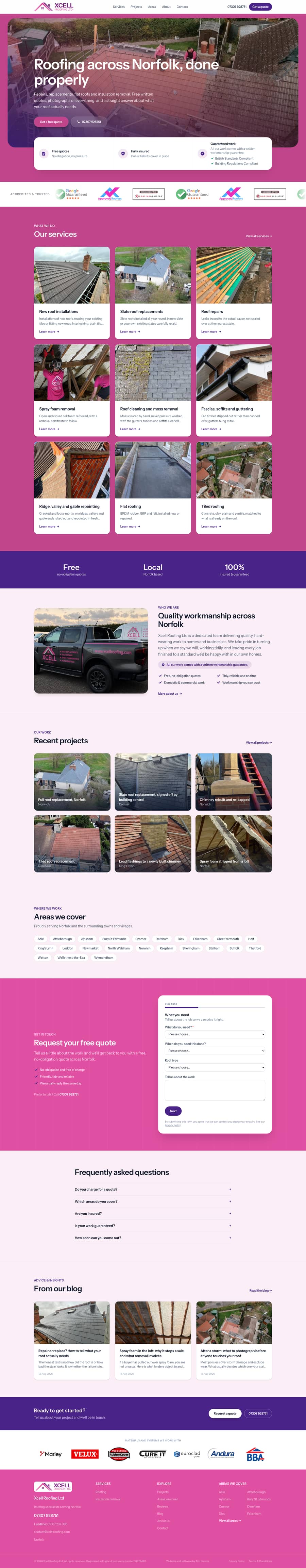 Xcell Roofing website